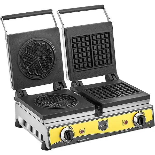 W20 Çiftli Kare+Çiçek Model (16 cm Çap) Waffle Makinesi Elektrikli