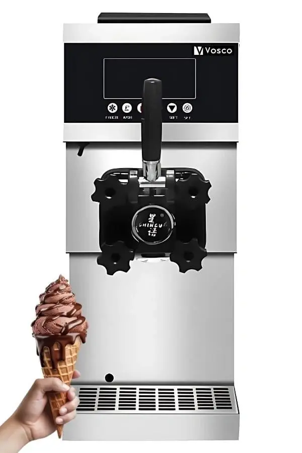 Vosco Pro Silver Soft Ice Cream Machine Countertop Model (Single Lever)
